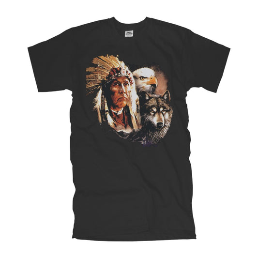 American T-Shirt Indianer Häuptling Adler Wolf, USA Shirt Gr. S-6XL (AIM0013)