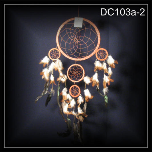 5 Ringe Indianer Traumfänger, Dreamcatcher braun 22x60cm (DC103a-2)