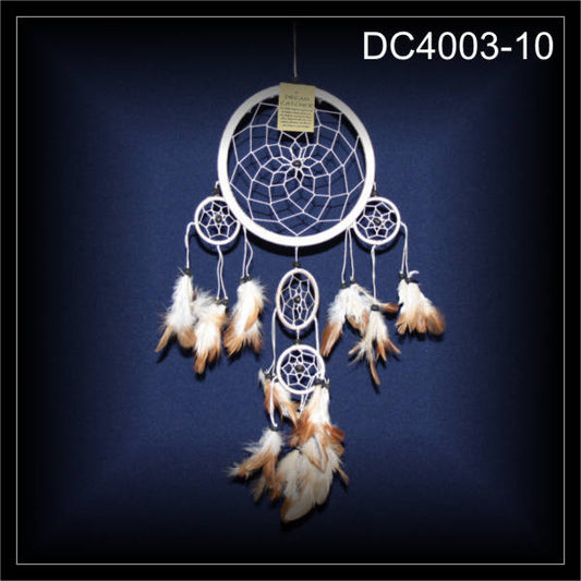 5-Ring Traumfänger, Dreamcatcher, Zwirn weiß 17x50cm (DC4003-10)