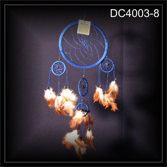 5-Ring Traumfänger, Dreamcatcher, Zwirn blau 17x50cm (DC4003-8)