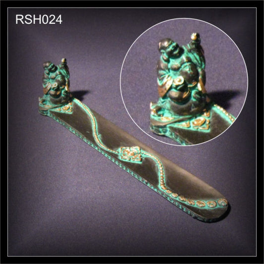Räucherstäbchenhalter Happy Buddha, schwarz-türkis