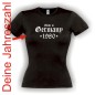 Preview: Made in Germany, "Deine Jahreszahl" Damen Geburtstags T-Shirt (FSG074)