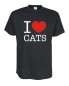 Preview: I Love cats Fun T-Shirt, schwarz