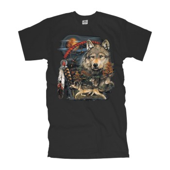 American T-Shirt Indianer Traumfänger Wölfe Blutmond USA Shirt S-6XL (AIM0014)