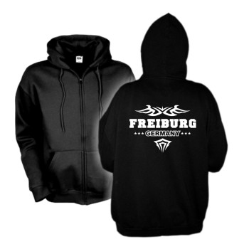 Freiburg Kapuzenjacke mit Tribal, black zip hoodie (SFU09-30e)