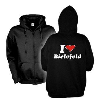 Bielefeld Schwarzes Zip Hoodie - I love Kapuzenjacke (SFU11-05e)