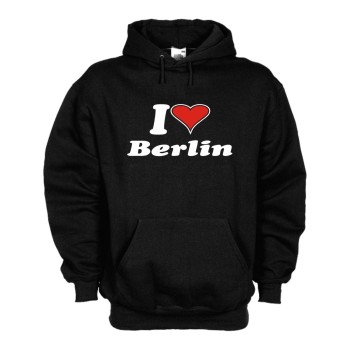 Berlin I love Kapuzenpulli, schwarzes Fan Hoodie (SFU11-08d)