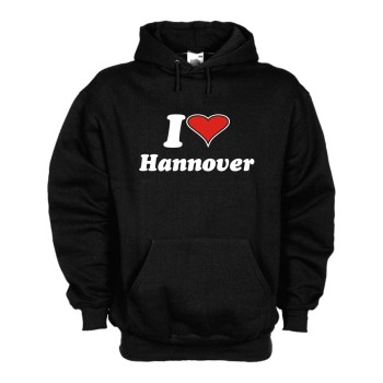 Hannover I love Kapuzenpulli, schwarzes Fan Hoodie (SFU11-11d)