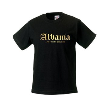 Kinder T-Shirt ALBANIEN (Albania), never walk alone, S - 6XL (WMS01-06f)
