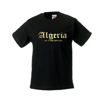 Kinder T-Shirt ALGERIEN (Algeria), never walk alone, S - 6XL (WMS01-07f)