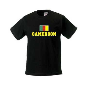 Kinder T-Shirt KAMERUN (Cameroon), Flagshirt, Ländershirt (WMS02-32f)