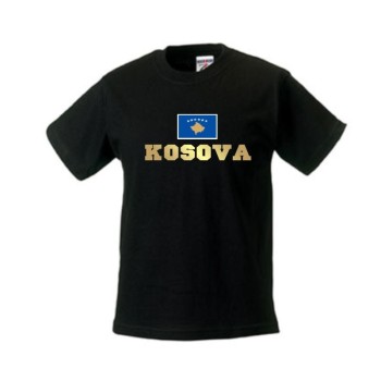 Kinder T-Shirt KOSOVO (Kosova), Flagshirt, Ländershirt (WMS02-34f)