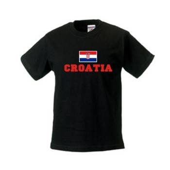 Kinder T-Shirt KROATIEN (Croatia), Flagshirt, Ländershirt (WMS02-35f)