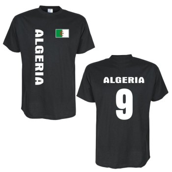 T-Shirt ALGERIEN (Algeria) Länder Flagshirt mit Rückennummer (WMS03-07a)