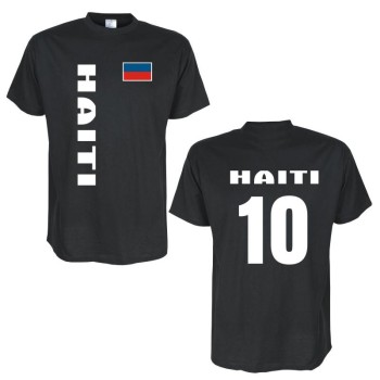 T-Shirt HAITI Länder Flagshirt mit Rückennummer (WMS03-24a)