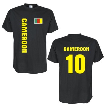T-Shirt KAMERUN (Cameroon) Länder Flagshirt mit Rückennummer (WMS03-32a)