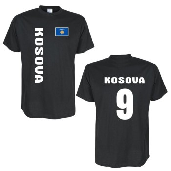 T-Shirt KOSOVO (Kosova) Länder Flagshirt mit Rückennummer (WMS03-34a)