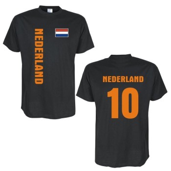 T-Shirt NIEDERLANDE (Nederland) Länder Flagshirt mit Rückennummer (WMS03-41a)