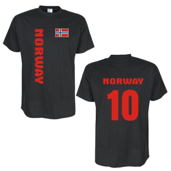T-Shirt NORWEGEN (Norway) Länder Flagshirt mit Rückennummer (WMS03-44a)