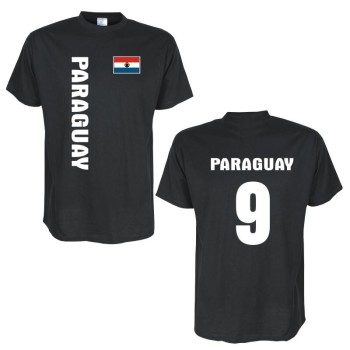 T-Shirt PARAGUAY Länder Flagshirt mit Rückennummer (WMS03-46a)