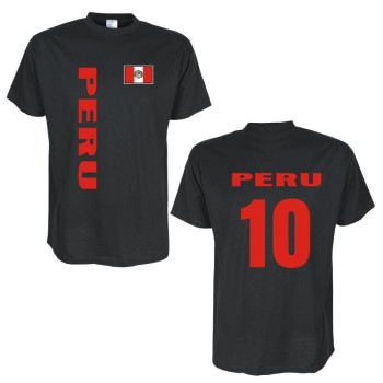 T-Shirt PERU Länder Flagshirt mit Rückennummer (WMS03-47a)