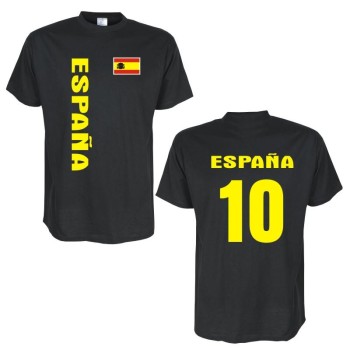 T-Shirt SPANIEN (Espana) Länder Flagshirt mit Rückennummer (WMS03-60a)