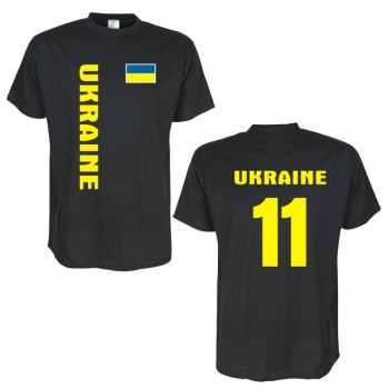 T-Shirt UKRAINE Länder Flagshirt mit Rückennummer (WMS03-69a)