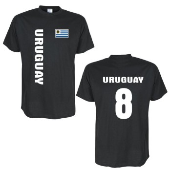 T-Shirt URUGUAY Länder Flagshirt mit Rückennummer (WMS03-70a)