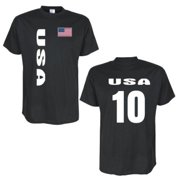 T-Shirt USA Länder Flagshirt mit Rückennummer (WMS03-71a)