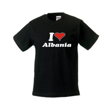 Kinder T-Shirt I love ALBANIEN (Albania) Länder Fanshirt (WMS04-06f)