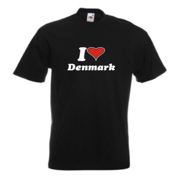 T-Shirt I love DÄNEMARK (Denmark) Länder Fanshirt (WMS04-16a)