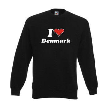 Sweatshirt I love DÄNEMARK (Denmark) Länder Fanshirt (WMS04-16c)