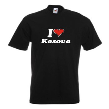 T-Shirt I love KOSOVO (Kosova) Länder Fanshirt (WMS04-34a)