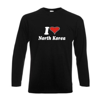 Longsleeve I love NORDKOREA (North Korea) Länder Fanshirt (WMS04-43b)