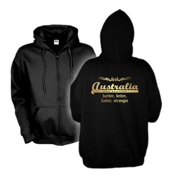 Kapuzenjacke AUSTRALIEN (Australia) harder better faster stronger (WMS07-10e)