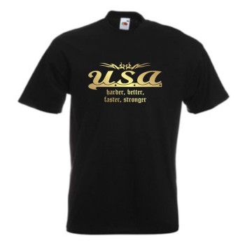 T-Shirt USA harder better faster stronger (WMS07-71a)