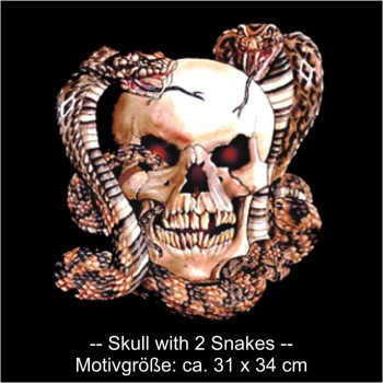 Fun T-Shirt Skull with 2 Snakes, Totenkopf, Funshirt S - 6XL (ADS00300)