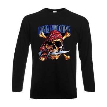 Longsleeve Loyal to None, mit Totenkopf, Funshirt