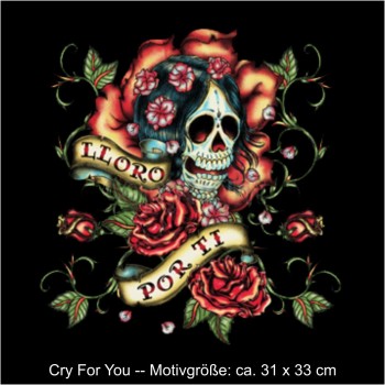 Longsleeve Cry For You, mit Totenkopf, Funshirt S - 6XL (ADS00988)