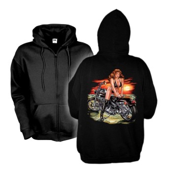 Kapuzenjacke Girl over Motorcycle, Biker Hoodie