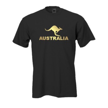 Australia Känguru - schwarzes Fun T-Shirt (BL012)