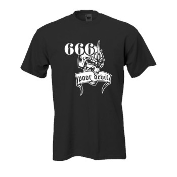 666 poor devil, schwarzes Fun T-Shirt (BL086)