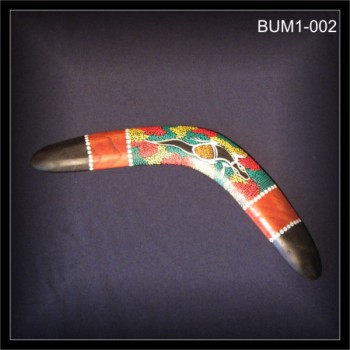 Deko Bumerang aus Holz mit Dotpaint Gecko (BUM1-002)
