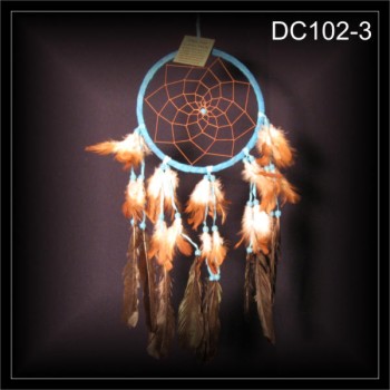 Traumfänger, Indianer Dreamcatcher Wildleder türkis 17x40cm (DC102-3)