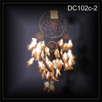 5 Ringe Traumfänger, Dreamcatcher Wildleder schwarz 17x50cm (DC102c-2)