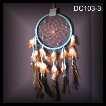 Traumfänger, Indianer Dreamcatcher, Wildleder türkis 22x50cm (DC103-3)