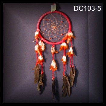 Traumfänger, Indianer Dreamcatcher, Wildleder rot 22x50cm (DC103-5)