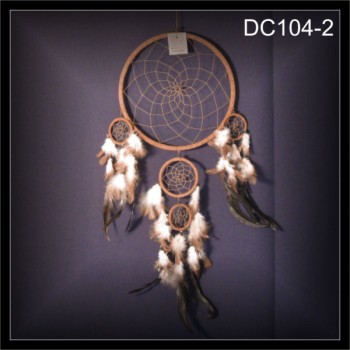 Traumfänger, Dreamcatcher, 5 Ringe Wildleder braun 27x70cm (DC104-2)