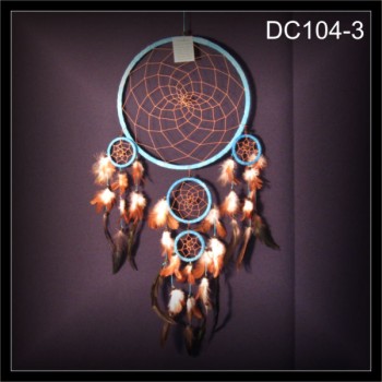 Traumfänger, Dreamcatcher, 5 Ringe Wildleder türkis 27x70cm (DC104-3)