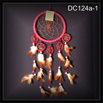 Parallel Traumfänger, Dreamcatcher Wildleder rot 17x45cm (DC124a-1)